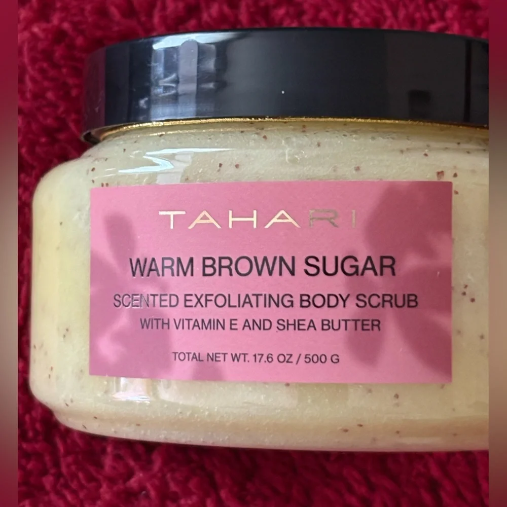 Tahari Warm Brown Sugar scented exfoliating body scrub w/Vitamin E & Shea Butter